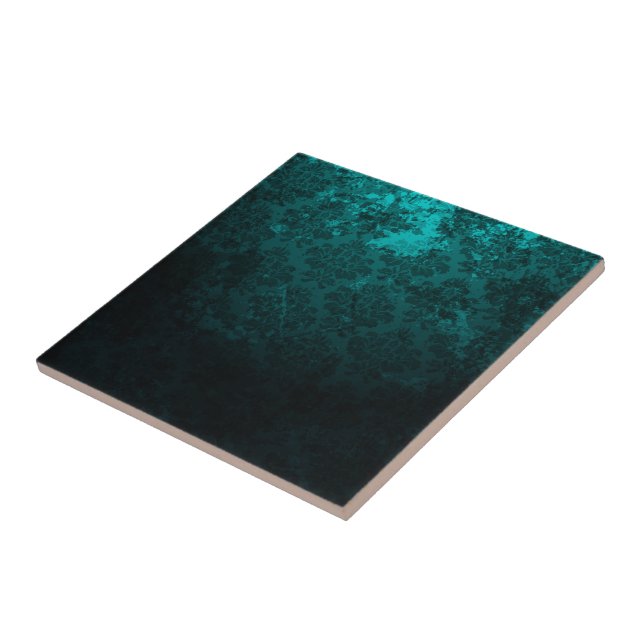 Damask dark green Luxury Ceramic Tile (Side)