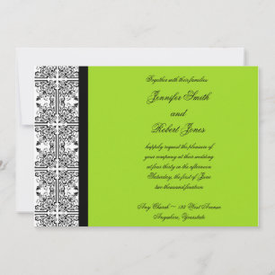 Damask Delight in Lime Green Wedding Invitation