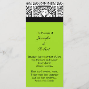 Damask Delight in Lime Green Wedding Program