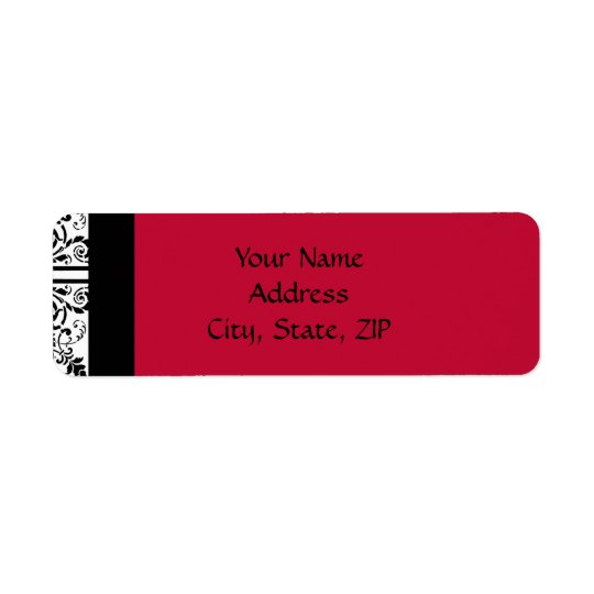 Damask Delight in Scarlet Red Return Address Label