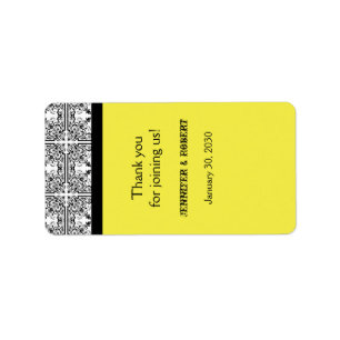 Damask Delight Lemon Yellow Wedding Lip Balm Label