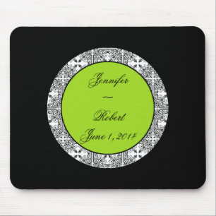 Damask Delight Lime Green Mouse Pad