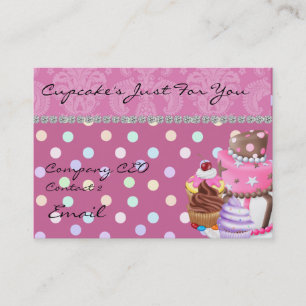 Damask Design CUPCAKE  Business Card BLING TOO