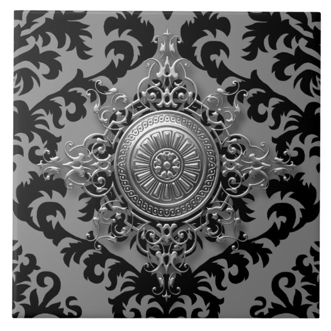 Damask Design, Filigree Medallion Tile (Front)