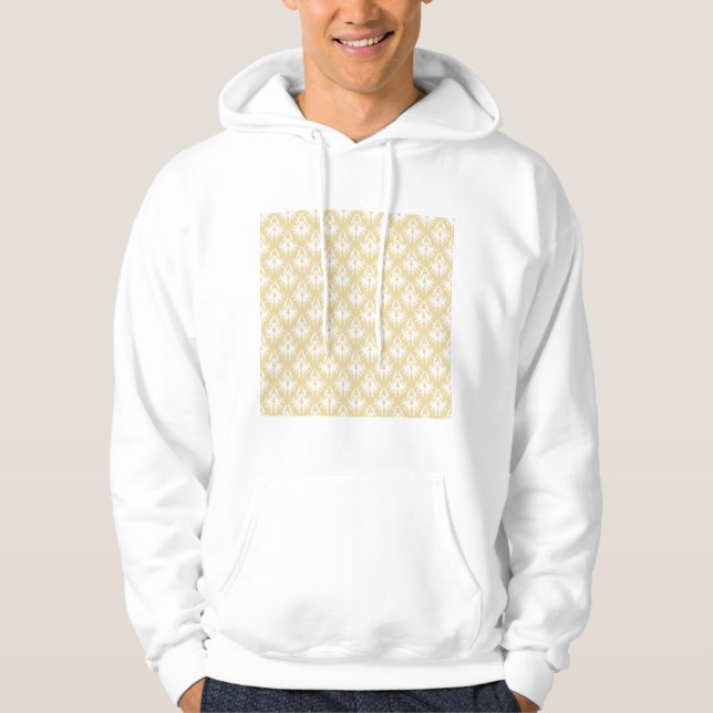 Damask Design. White and gold colour. Hoodie (Front)