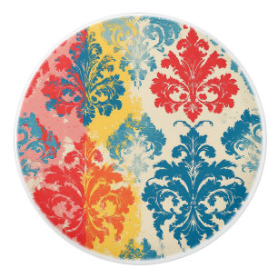 Damask Distressed Elegance Ceramic Knob