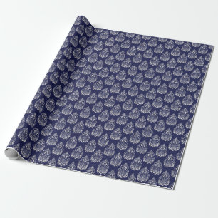 Damask Dreams: Blue Seamless Elegance Wrapping Paper