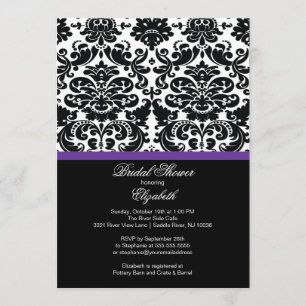 Damask Eggplant Purple Bridal Shower Invitation