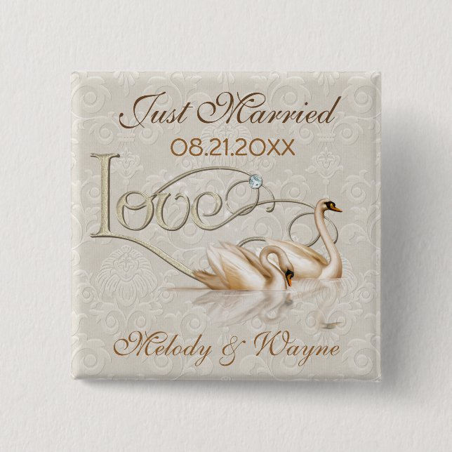 Damask Elegance 15 Cm Square Badge (Front)