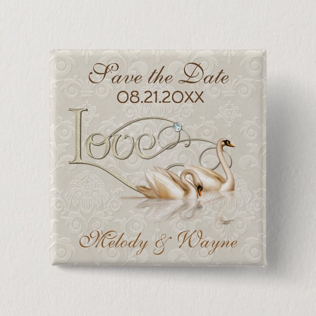 Damask Elegance 15 Cm Square Badge (Front)