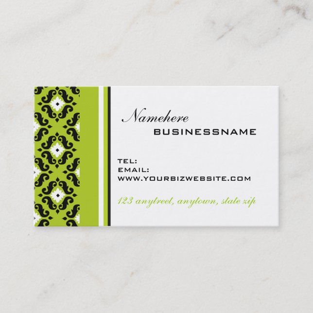 Damask Elegance Business Card (Front)