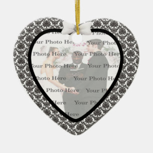 Damask Elegance Wedding Heart Ornament