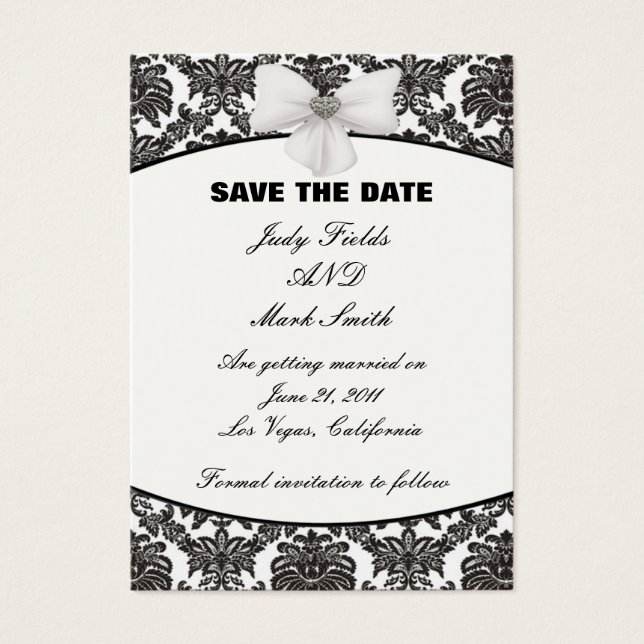 Damask Elegance Wedding Save The Date Cards (Front)