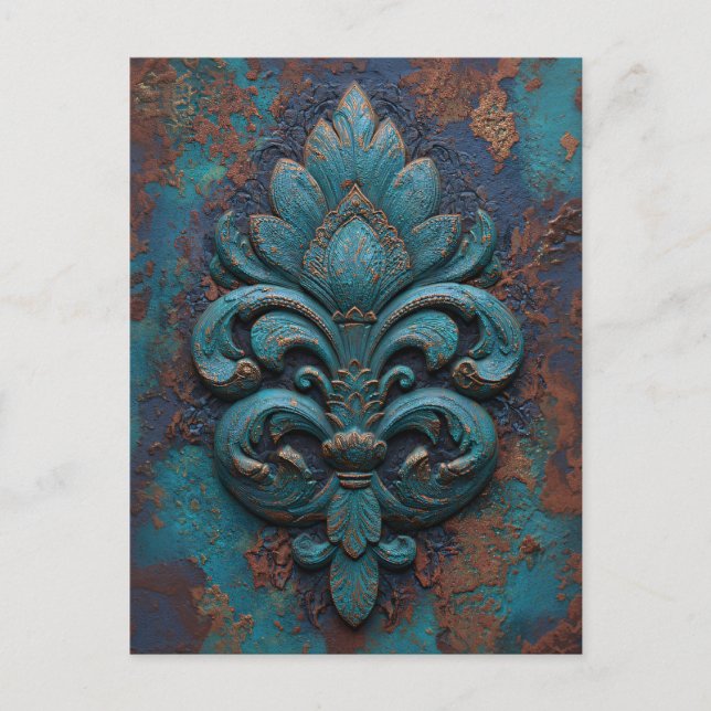 Damask Embossed Fleur-De-Lis Postcard (Front)