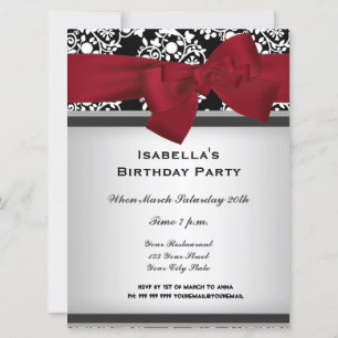 Damask Event Invitation Red large