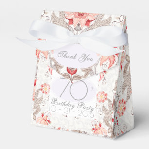 Damask Floral 70th Birthday Thank You Favour Box