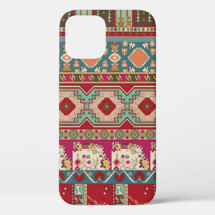 Damask, floral and geometric with colorful patchwo iPhone 12 case
