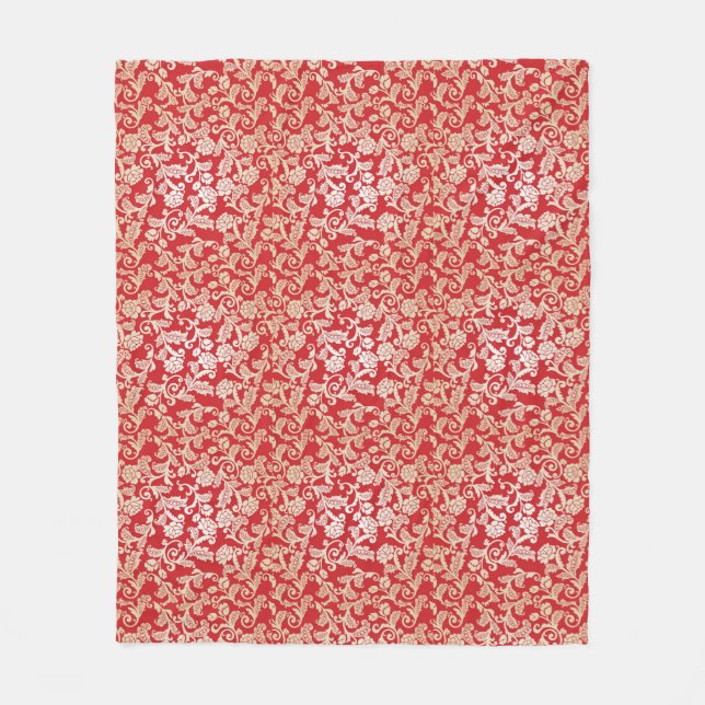 Damask floral background pattern fleece blanket (Front)