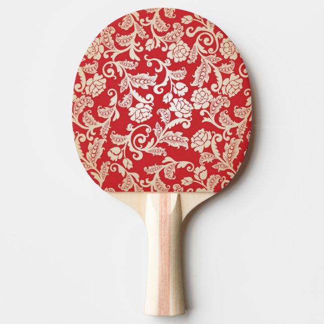 Damask floral background pattern ping pong paddle (Front)