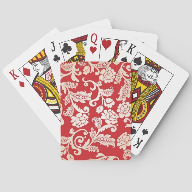 Damask floral background pattern playing cards (Back)