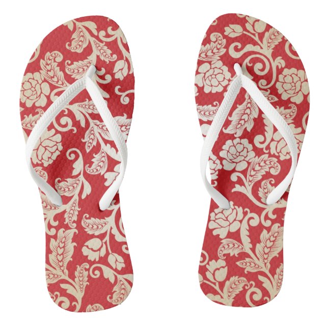 Damask floral background pattern thongs (Footbed)