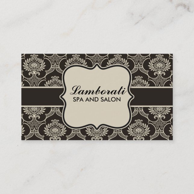 Damask Floral Elegant Cosmetologist Fashion Retro Business Card (Front)