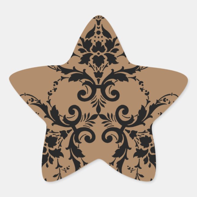 damask-floral-flower-flourish star sticker (Front)