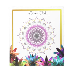 Damask Floral Gold Faux Personalised Cute Girly Notepad