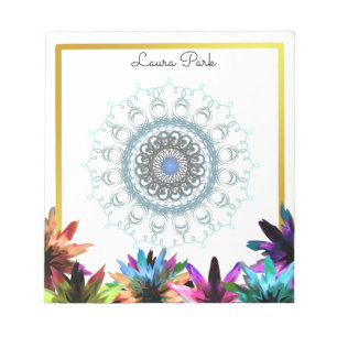 Damask Floral Gold Faux Personalised Cute Girly Notepad