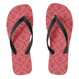 Damask floral pattern thongs