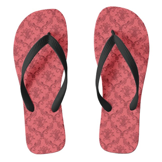 Damask floral pattern thongs (Footbed)