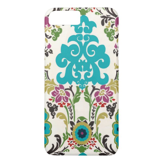 Damask Floral Patterns Plum Turquoise Case-Mate iPhone Case (Back)
