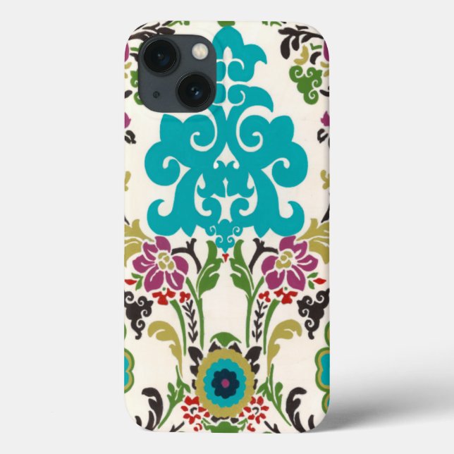 Damask Floral Patterns Plum Turquoise Case-Mate iPhone Case (Back)