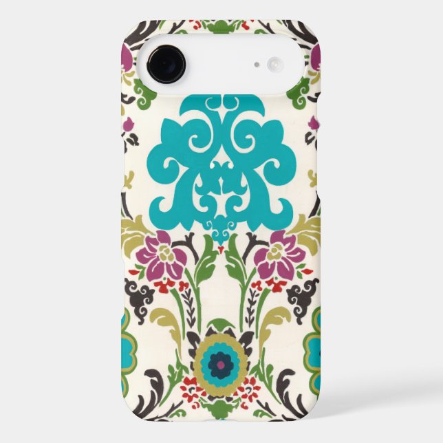 Damask Floral Patterns Plum Turquoise Case-Mate iPhone Case (Back)