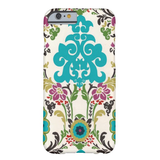 Damask Floral Patterns Plum Turquoise Case-Mate iPhone Case (Back)