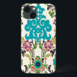 Damask Floral Patterns Plum Turquoise iPhone 13 Case<br><div class="desc">Turquoise, plum, green and purple floral patterns meet on a white background to bring this June Erica Vess damask print to life. Works as a gift for yourself, a friend, or a family member.</div>