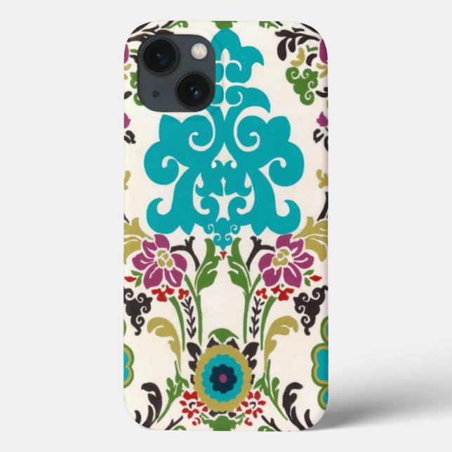 Damask Floral Patterns Plum Turquoise Case-Mate iPhone Case (Back)