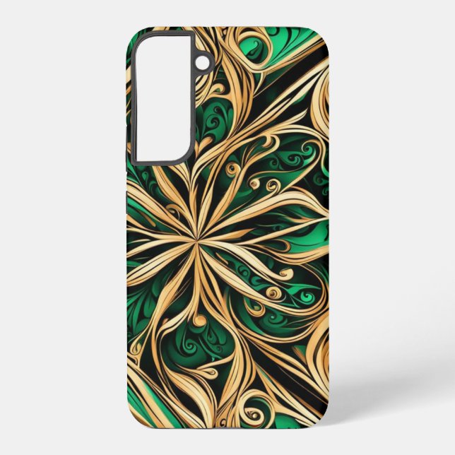 Damask Flower Gold Black Teal Samsung Galaxy S22+ Case (Back)