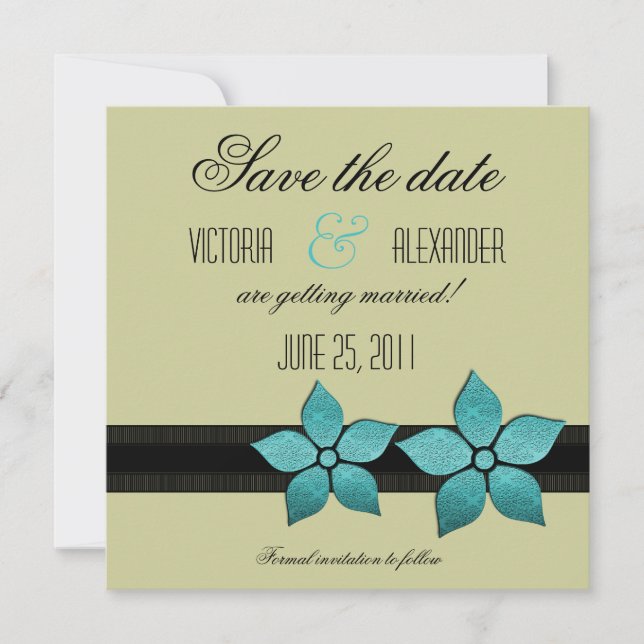 Damask Flowers Border Save the Date Announcement (Front)