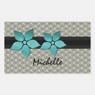Damask Flowers Striped Border Stickers