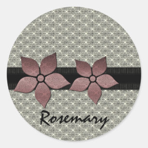 Damask Flowers Striped Border Stickers