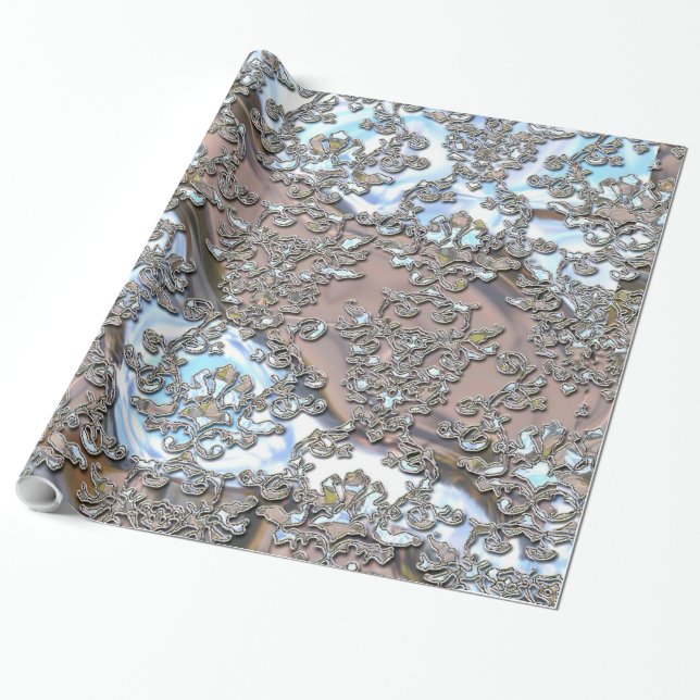 Damask Flowing Dance Wrapping Paper (Unrolled)