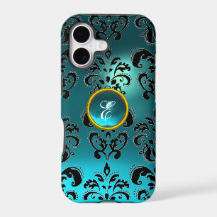 DAMASK GEM MONOGRAM blue aquamarine