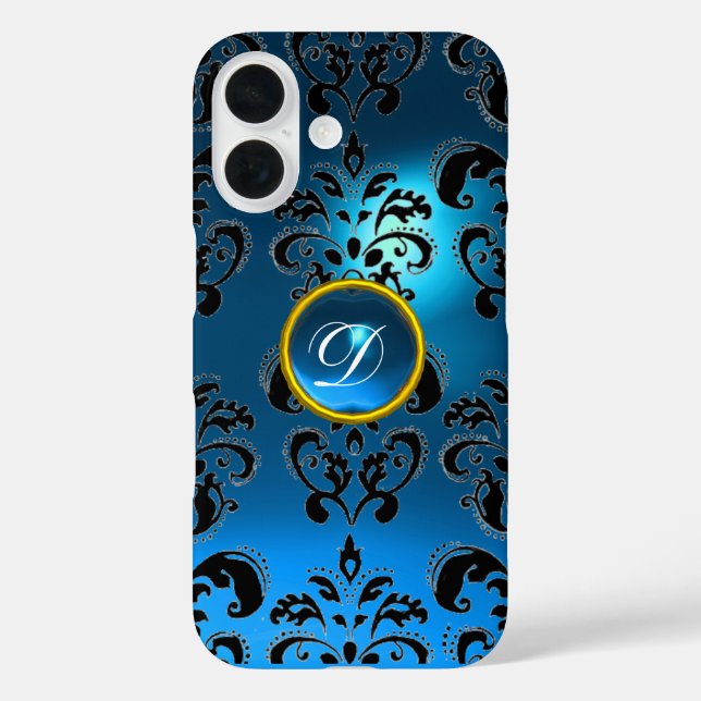 DAMASK GEM MONOGRAM blue Case-Mate iPhone Case (Back)