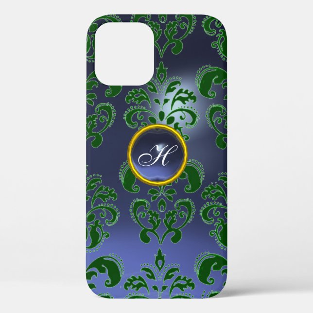 DAMASK GEM MONOGRAM green purple dark Case-Mate iPhone Case (Back)
