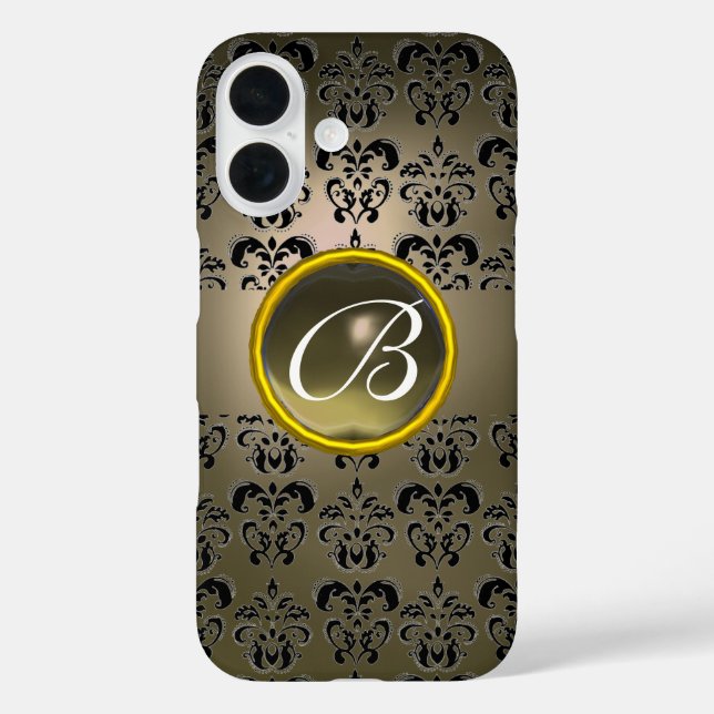 DAMASK GEM MONOGRAM grey black Case-Mate iPhone Case (Back)