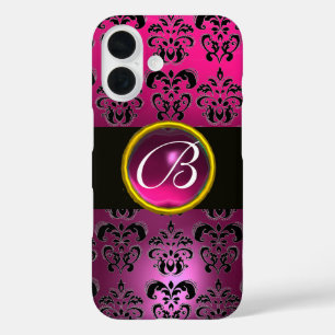DAMASK GEM MONOGRAM Pink,Fuchsia Purple Amethyst iPhone 16 Case