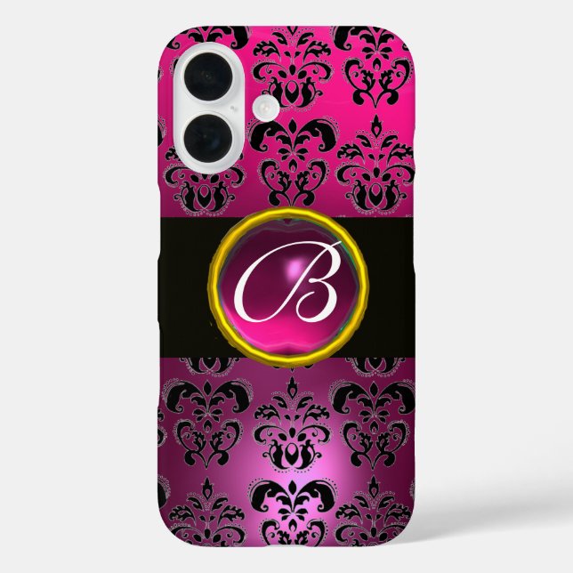 DAMASK GEM MONOGRAM Pink,Fuchsia Purple Amethyst Case-Mate iPhone Case (Back)