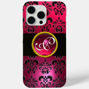 DAMASK GEM MONOGRAM Pink Red Ruby iPhone 15 Pro Max Case