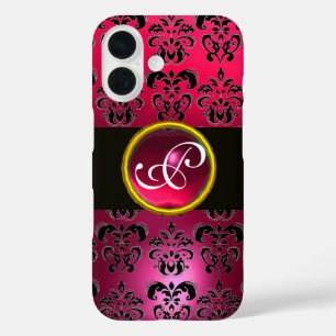 DAMASK GEM MONOGRAM Pink Red Ruby iPhone 16 Case